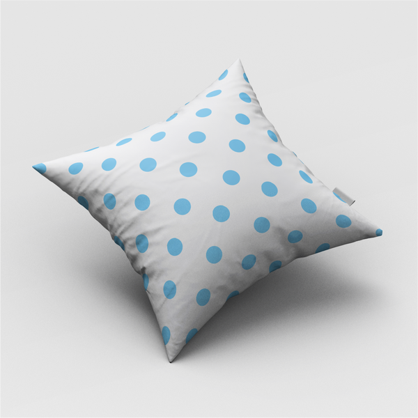 White And Blue Polka Dot Cushion