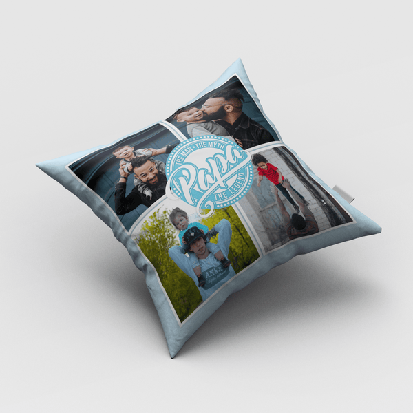 Mini 4 Blue Photo Square Cushion Personalised Cushion Cover custom Pillow Cover with Images  Printing  with Different Size Options with pad