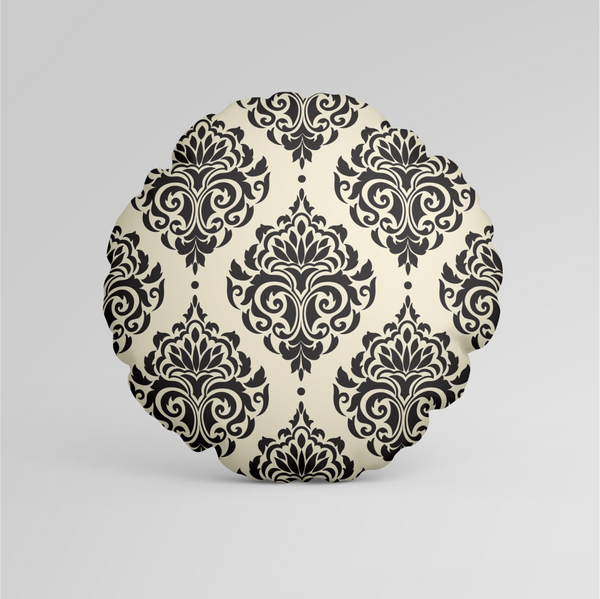 Round Black and Cream Cushion