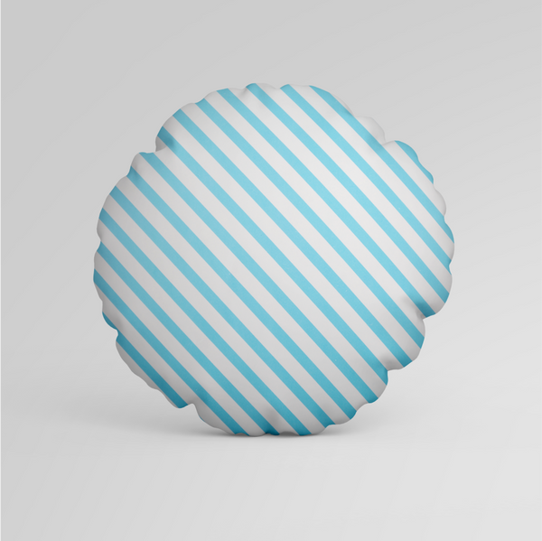 Round White And Blue Stripe Cushion