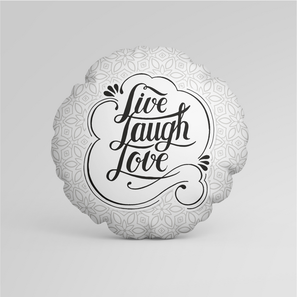 Round Live, Laugh, Love Cushion